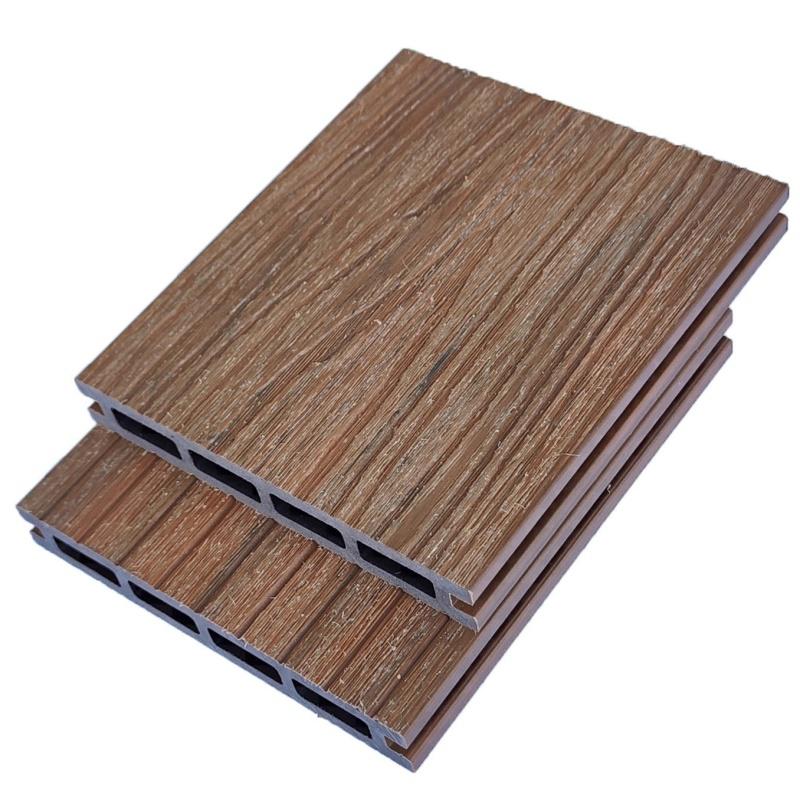 Co-extruded outdoor hollow wood grain decking